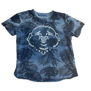 Blue tropical True Religion casual slightly cropped Tshirt